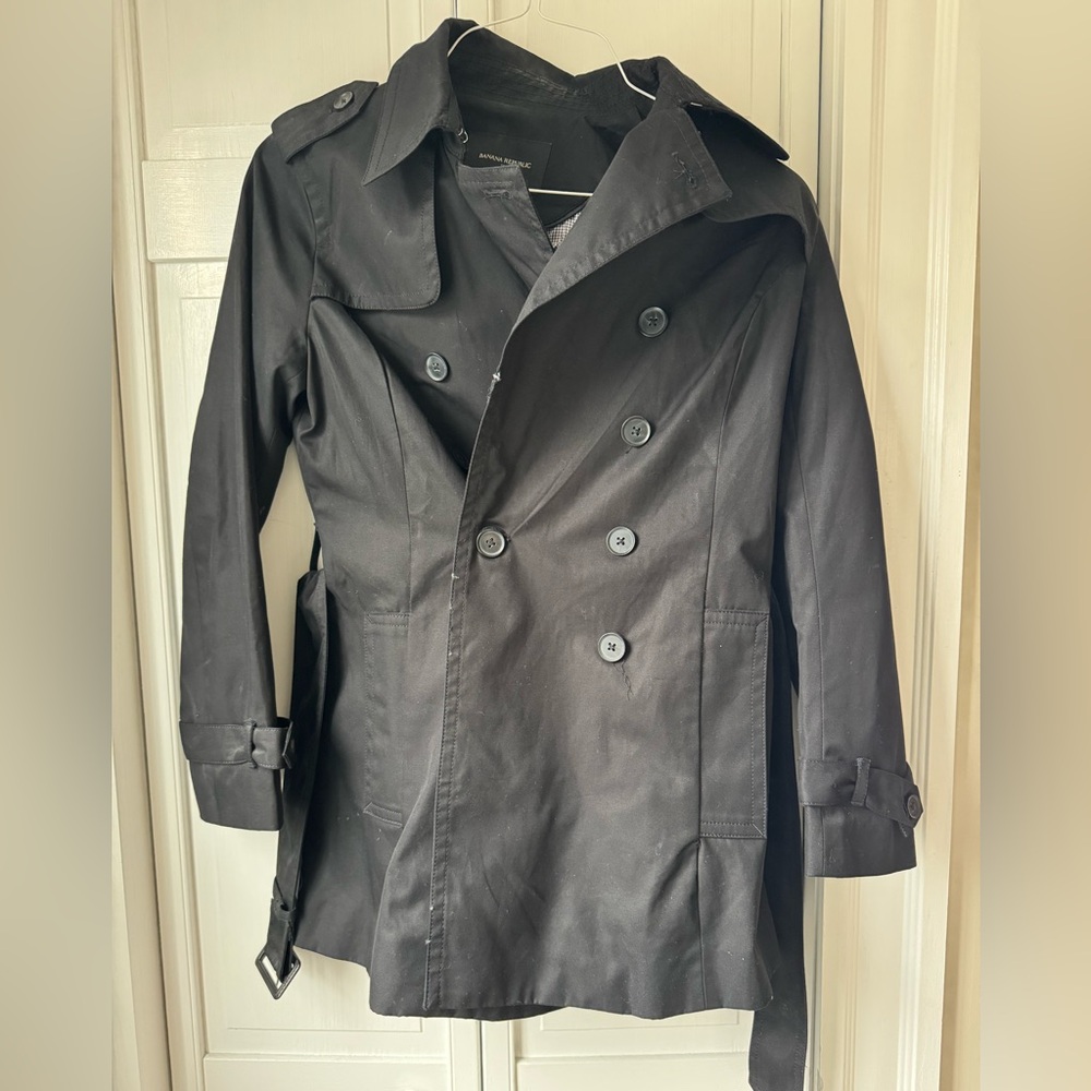 Women’s black trench coat. Never worn. Size small